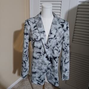 NWOT LOGO MEDIUM black whiie grey marbled long-sleeved blazer easy care